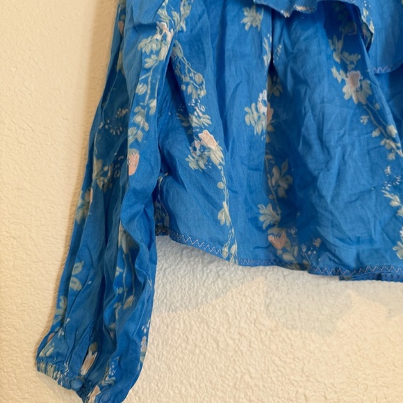 NWOT Free People Camilla Printed Blouse Cropped Top - Picture 10 of 12